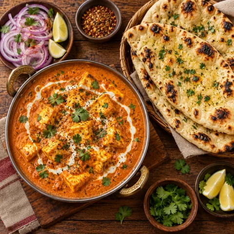 Tandoori Naan Brot mit paneer kurma